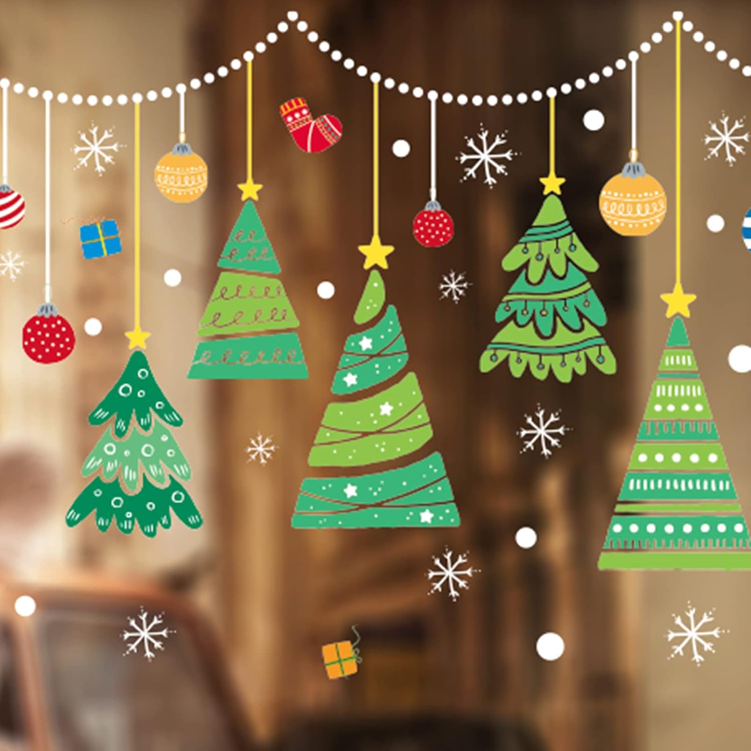 Window Sticker Anti-Fade Xmas Themed Window Decal Vibrant Color for Bedroom