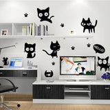 fashionbeautybuy Loverly Cats Wall Sticker House Decal Removable Living Room Wallpaper Bedroom Kitchen Art Picture PVC Murals Sticks Window size 50x60  nc6013