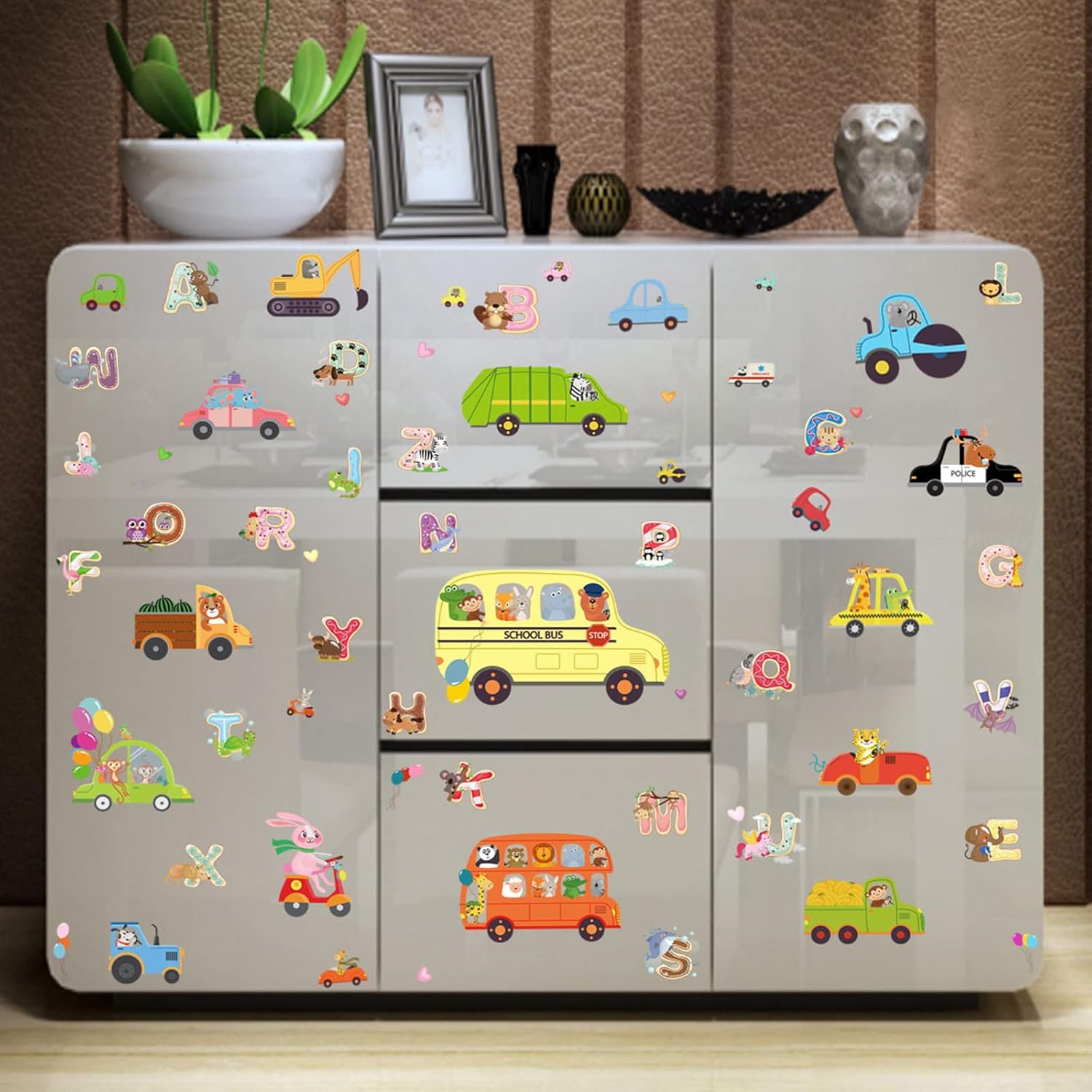 HCHinn Spring Summer Window Clings Double Sided Car Excavator Pattern Window Decals Stickers Decals for Kids Window Glass Spring Party Decorations 66 Pcs