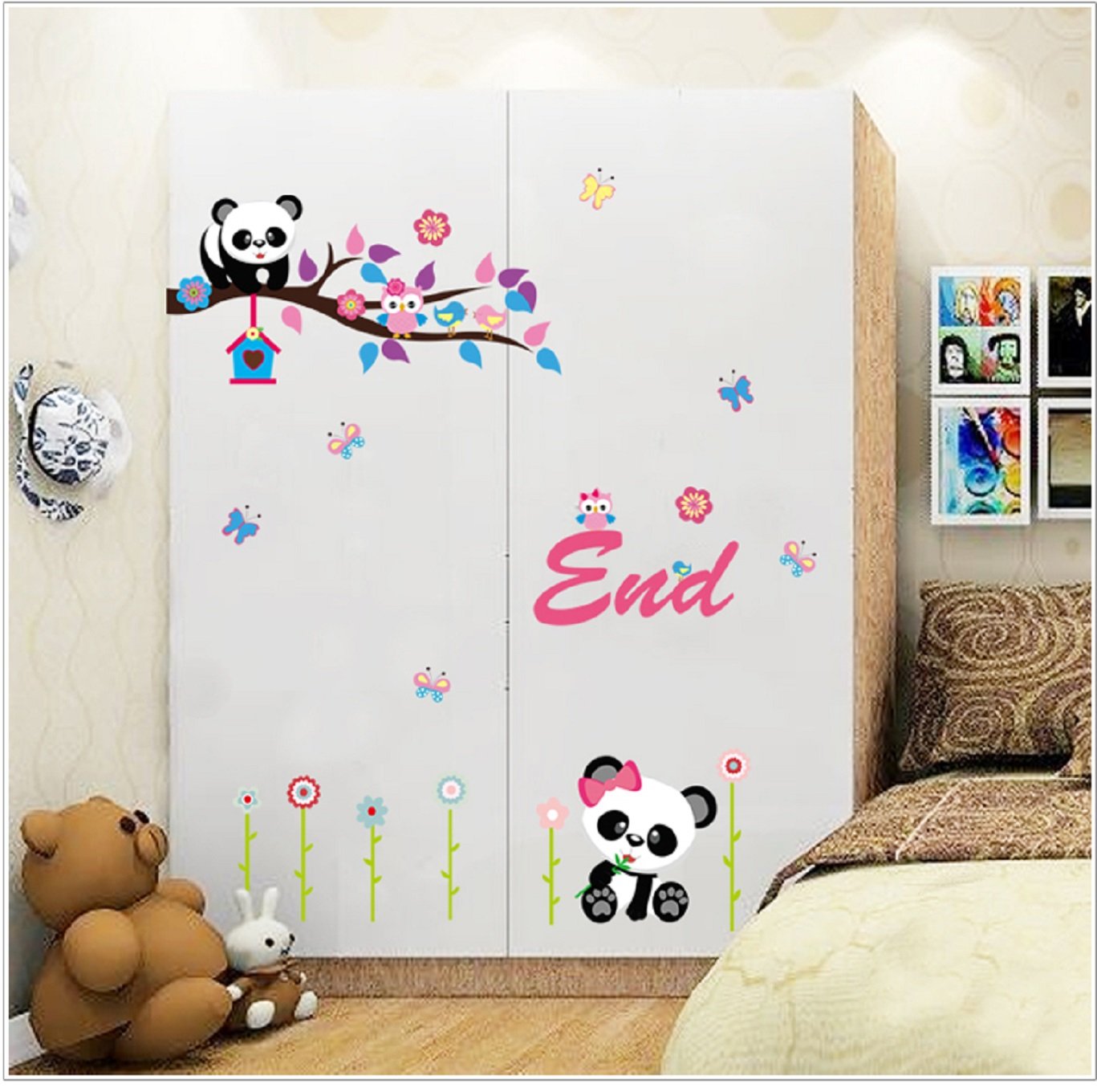 Jaamso Royals 'Panda Cartoon Owl' Wall Sticker (AY9220)  60x90