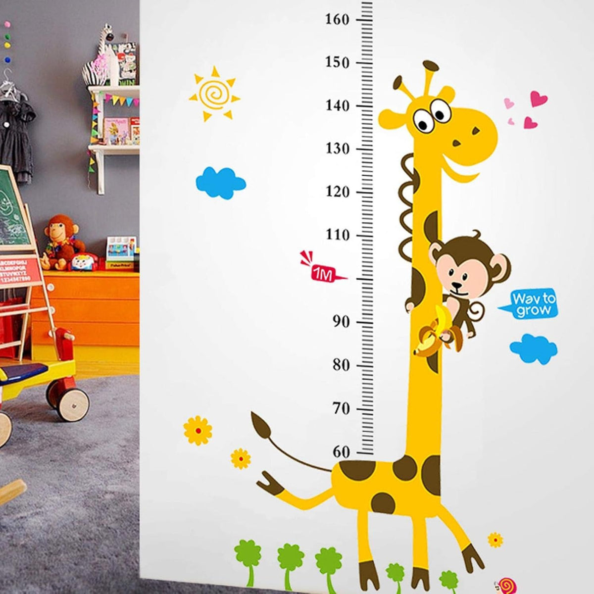 DM690056ELECTROPRIME Growth Height Measure Chart Giraffe Pattern PVC W ...