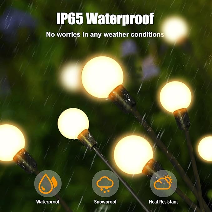 10 Lights - LED Solar Powered Firefly Light Outdoor Waterproof Solar Garden Light Decorative Swaying Wind Dancing Solar Lamp