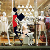 Wall Sticker Pretty Girl Miniskirt Heels Shoulder Bag Ay7080