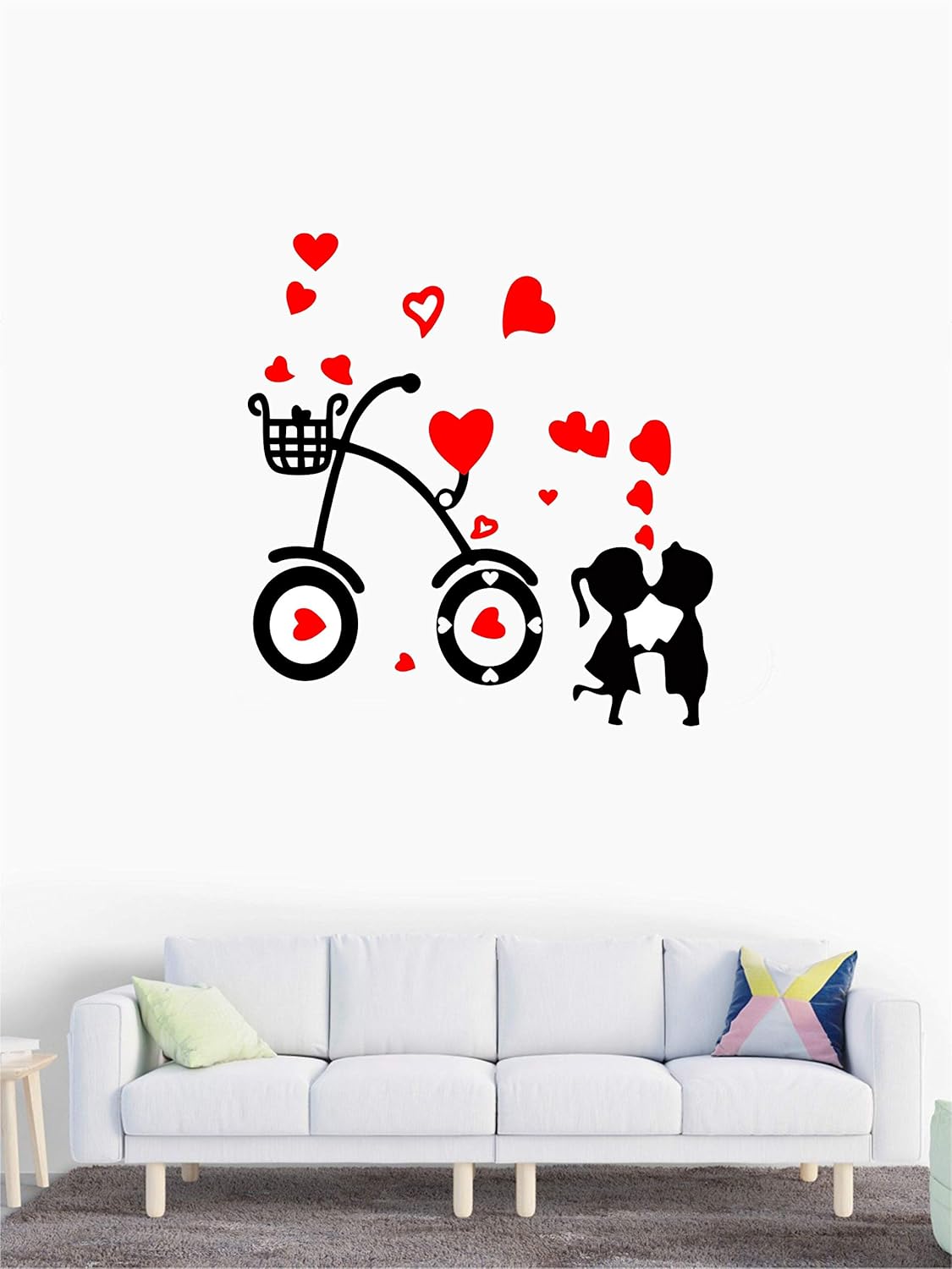 woopme Romantic Heart Cycle Wall Stickers Lovers Gift Living Room Bedroom Wedding Room Home Office Vinyl Printed Decal Stickers size 80 X 85 Cms dm350016