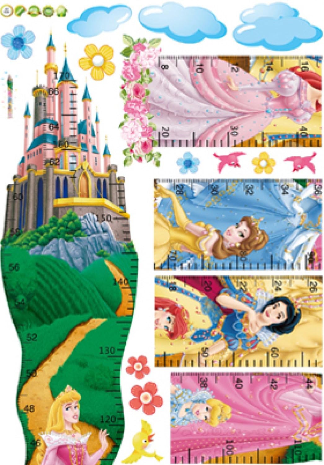 Height Measure Growth Chart Fairy Tell Princess Kids Self Adhesive Home Décor Wall Sticker (50 CM X 70 CM)
