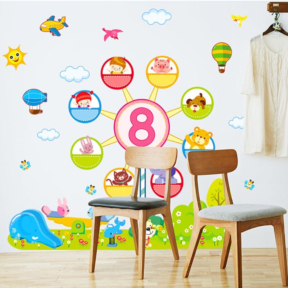 Wall stickers with butterfly and flower design, photo frames, height measurements, home decor, children's room decor, kitchen decor size 60x90 ay9251