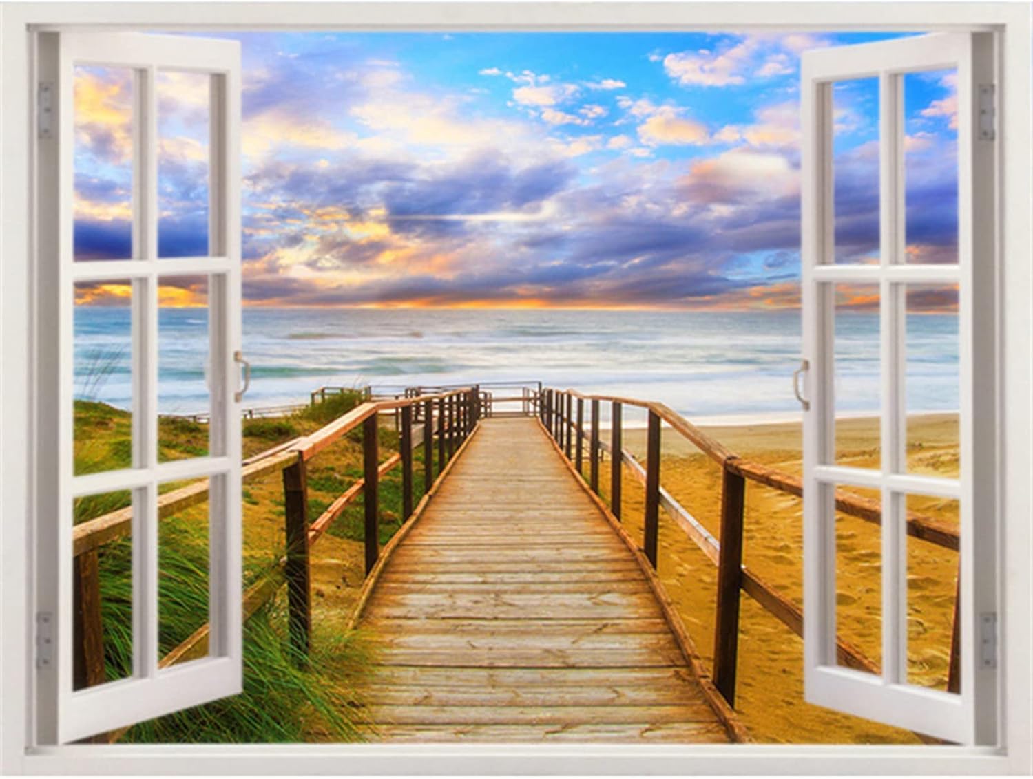 Diamond Painting Window Sill Sea View,5D Diamond Art Kits,Large Diamond Painting Kits for Adults,Diamond Art for Kids,DIY Crystal Diamond Painting,Art & Craft Supplies,Home Decor Square Drill size  50x70cm  ncs14245