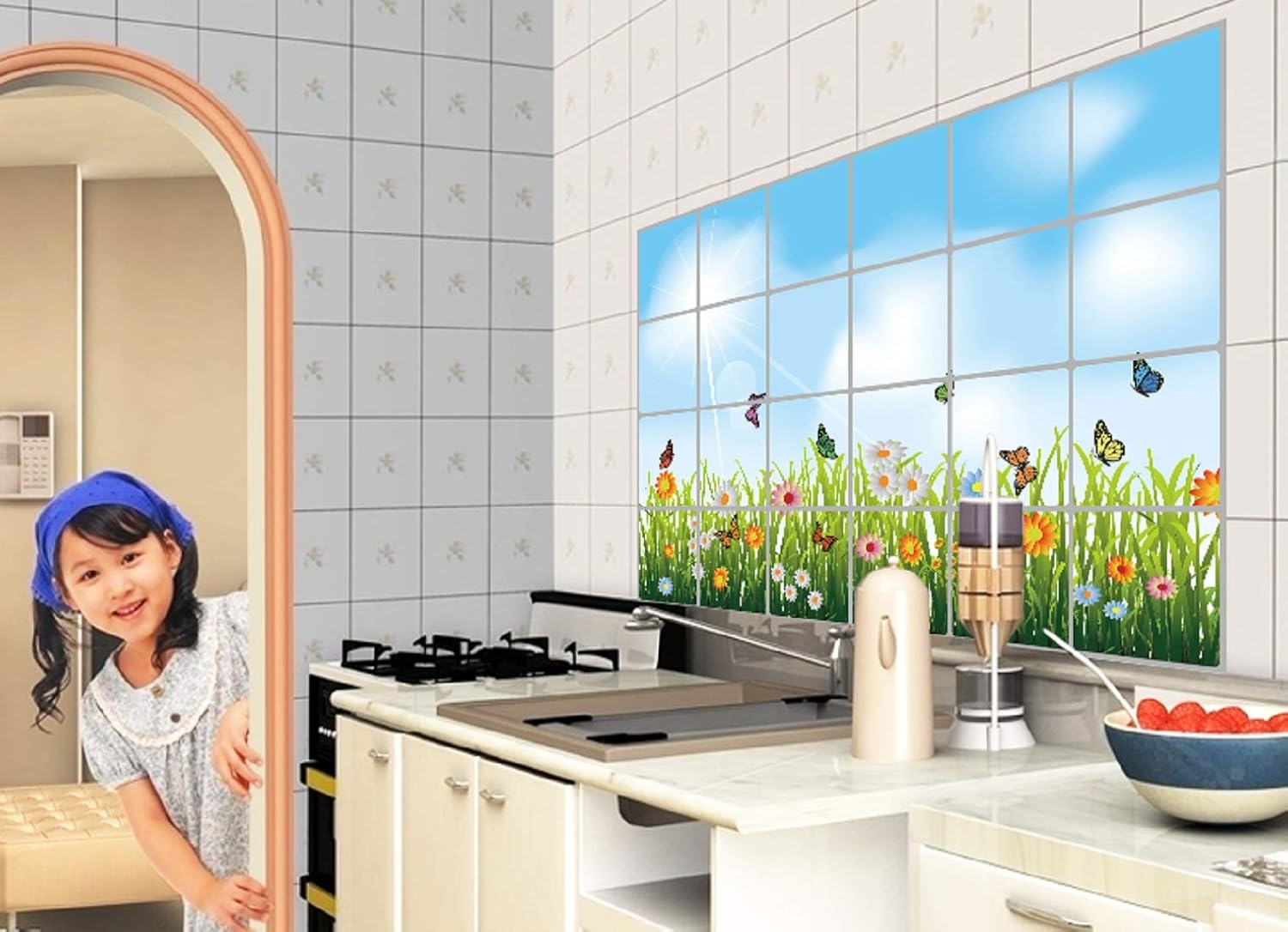 Kitchen Oil Proof Wall Sticker Heat Resistant Waterproof Self Adhesive Backsplash Cover for Kitchen Wall Protection