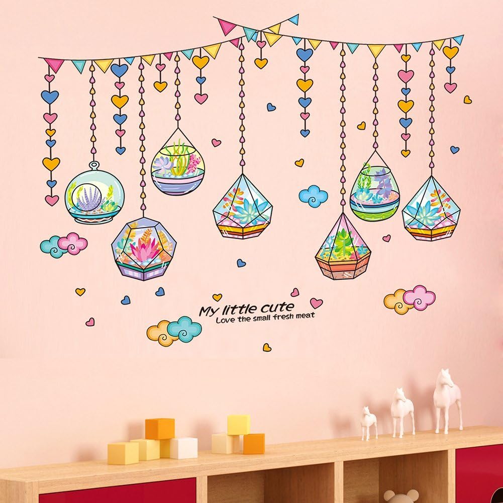 Home Find Succulent Plants Wall Decors Geometric Figure Polyhedron Creative Crystal Bottles Pendants Stickers Pot Flowers Decal Living Room Bedroom Nursery Murals Decoration size 50x70 xls7132
