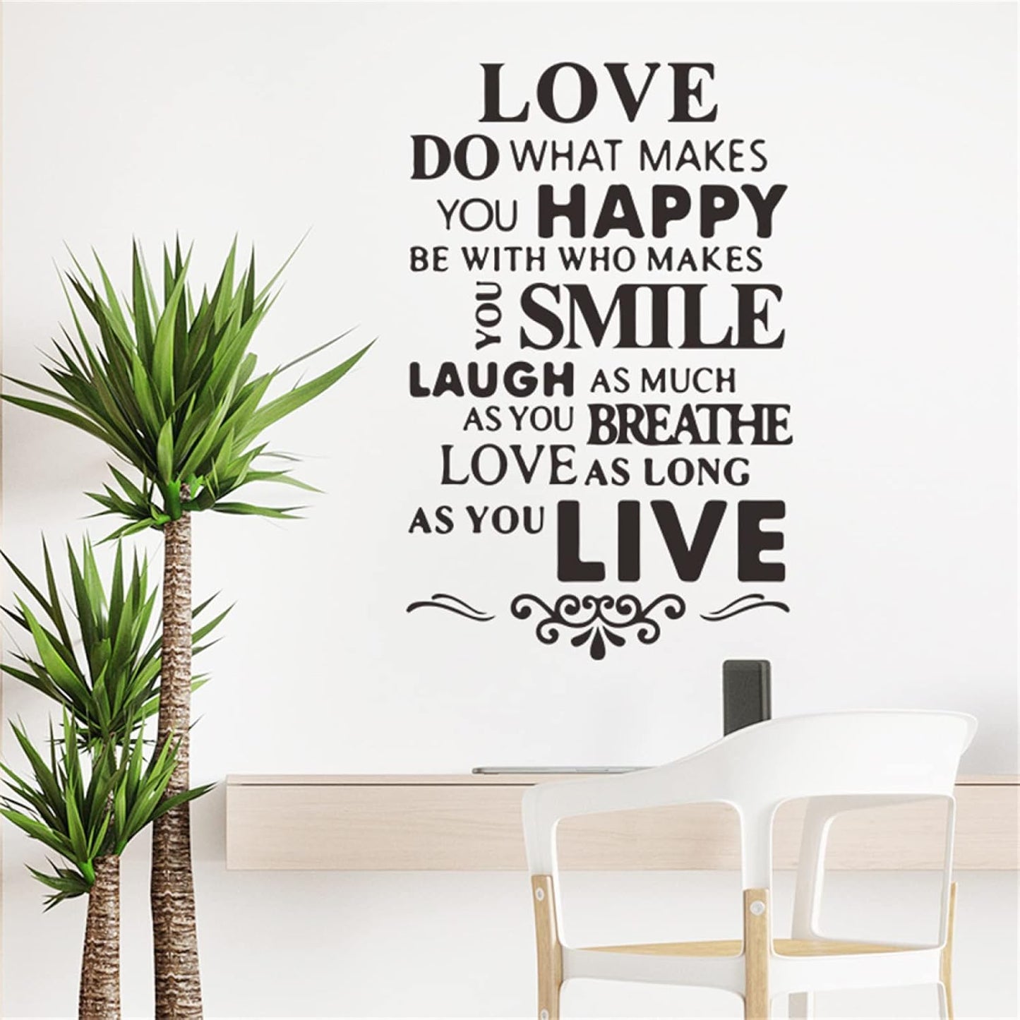 English Slogan Wall Stickers,Love Black and White self-Adhesive Wall Decals,Literature and Art Bedroom Porch Home Wall Decoration size 60x90 zy1304a