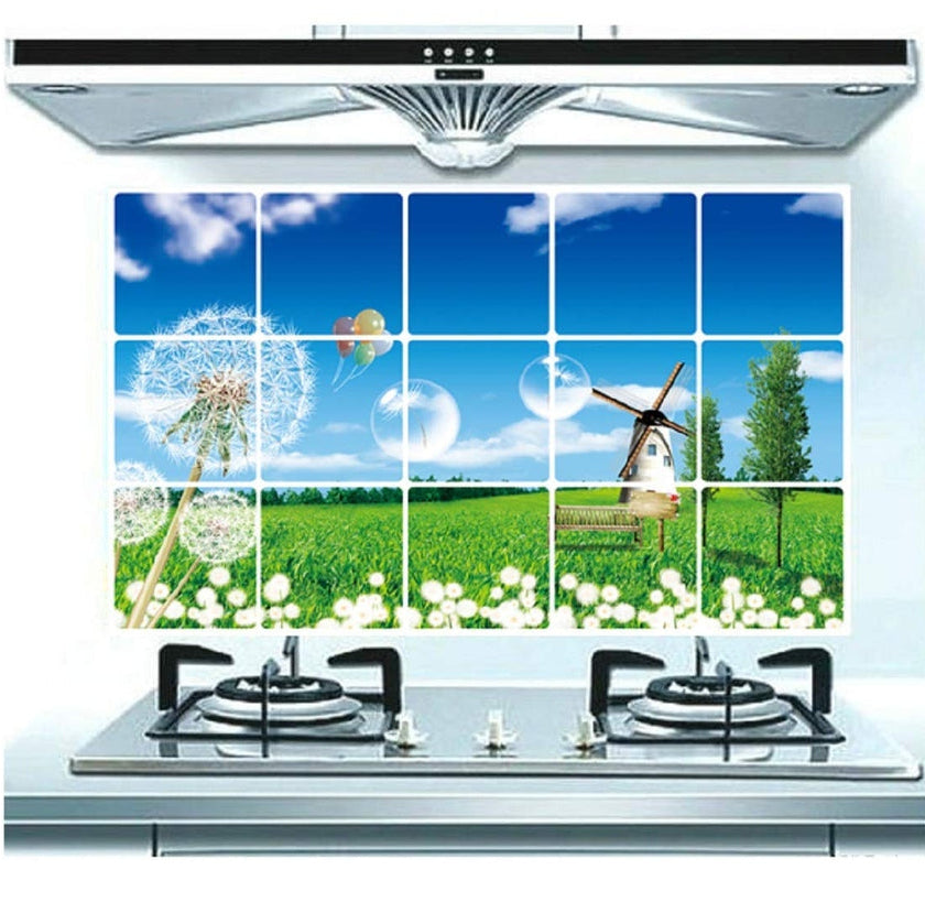 Kitchen Oil Proof Wall Sticker Heat Resistant Waterproof Self Adhesive Backsplash Cover for Kitchen Wall Protection