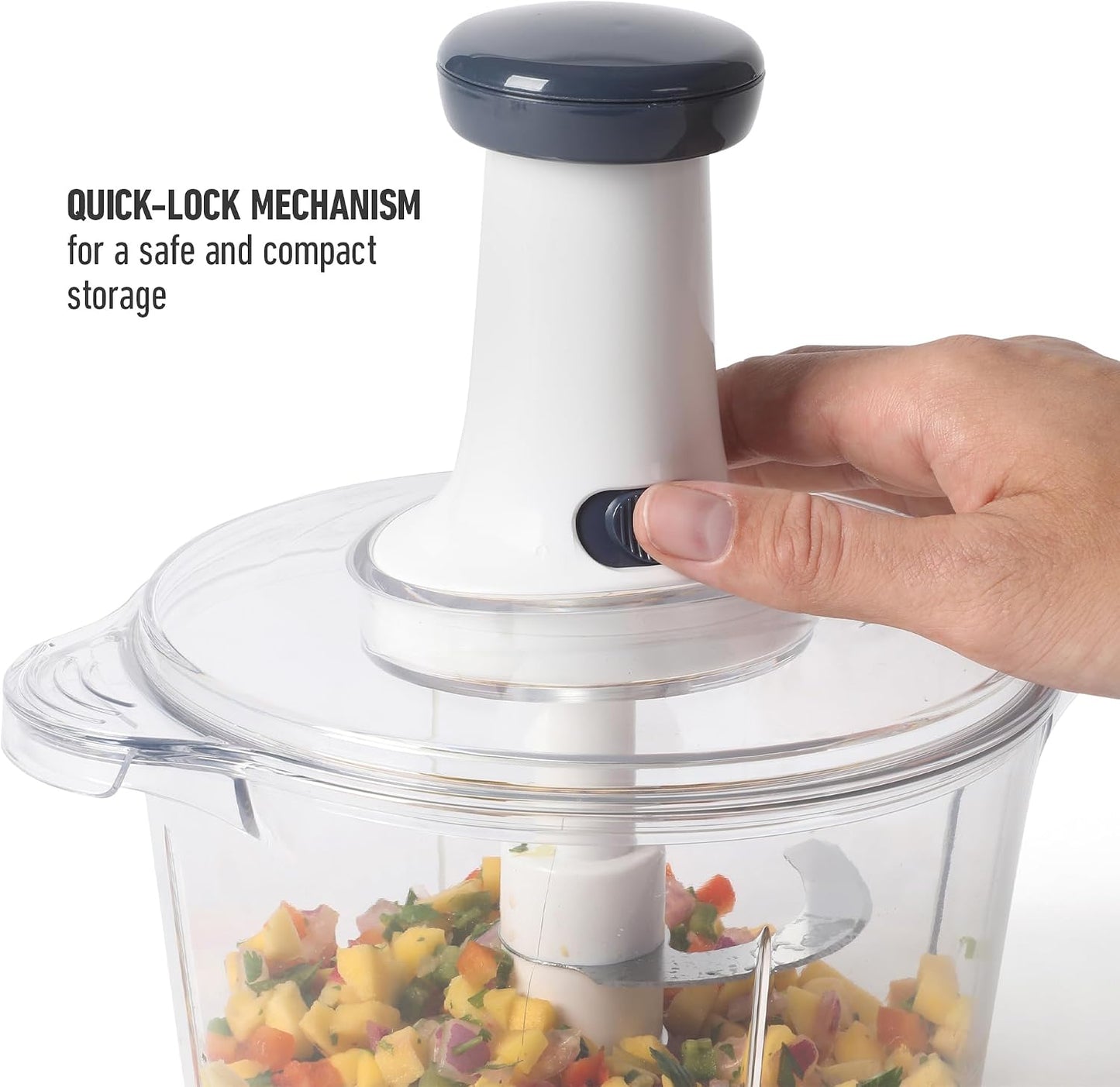 Manual Food Chopper with Sharp Blades, Hand Pull Vegetable & Onion Cutter for Kitchen