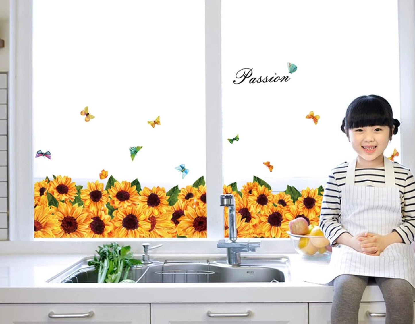 JAAMSO ROYALS Sun Flower wall stickers for living room flowers, floral wall stickers, flower sticker, nature wall stickers, garden stickers for walls of home, wall stickers flower design size (50CM X 70CM) sk7109