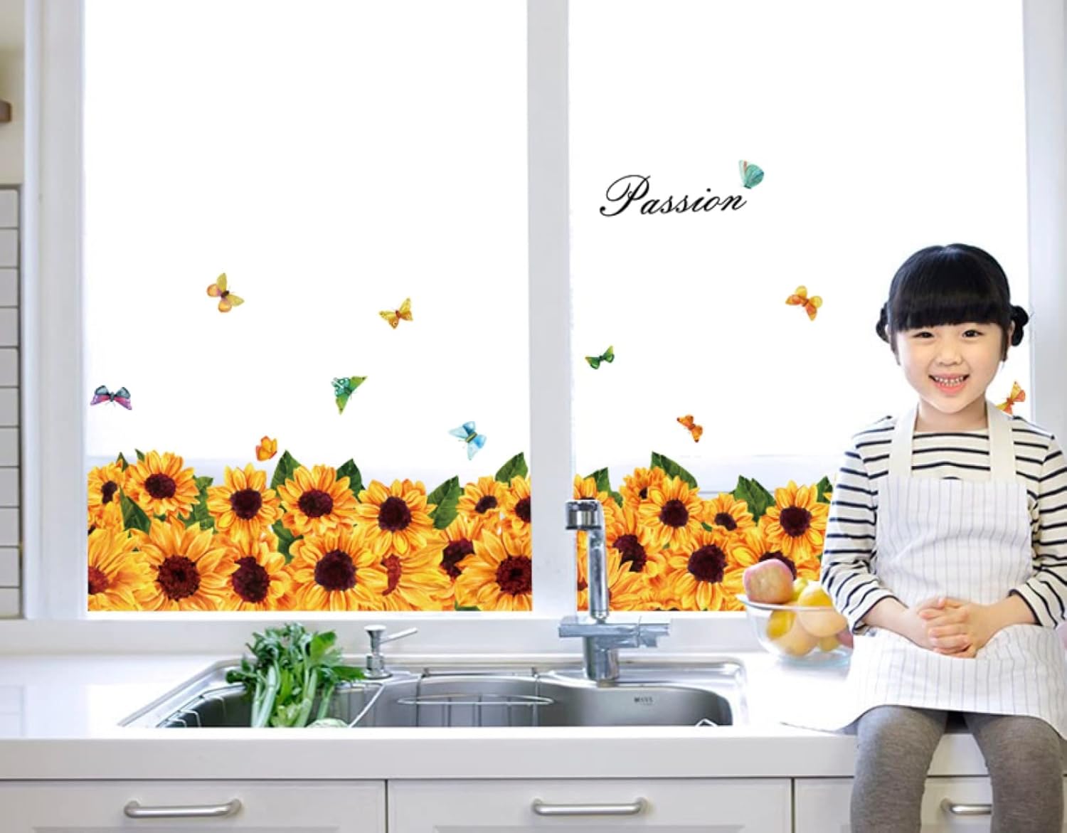 JAAMSO ROYALS Sun Flower wall stickers for living room flowers, floral wall stickers, flower sticker, nature wall stickers, garden stickers for walls of home, wall stickers flower design size (50CM X 70CM) sk7109