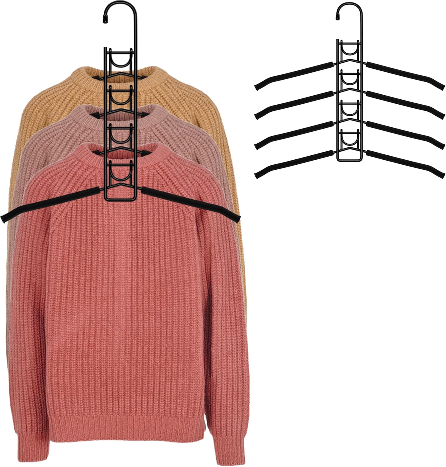 5 in 1 Hangers Space Saving, Heavy Duty Non-Slip Hangers with Padded Foam, Closet Organizer Multipurpose Hanger Organizer