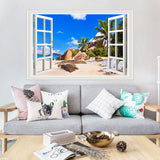 3D Window Wall Pastes Natural Scenery Outside The Window Home Self-adhesive Background Wall Pastes Pvc Home Decoration Sticker size 50x70 ncs14240