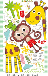 GE Hot Wall Decal Jungle Friends Monkey Giraffe Height Chart Sticker