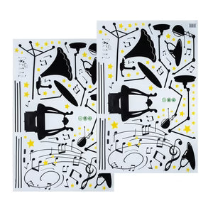 Removable Wallpaper Self- Adhesive Wall Sticker Musial Instrument Decal Musical Notes Wall Decoration for Home Muscial House Bedroom size 50x70 xh3936c