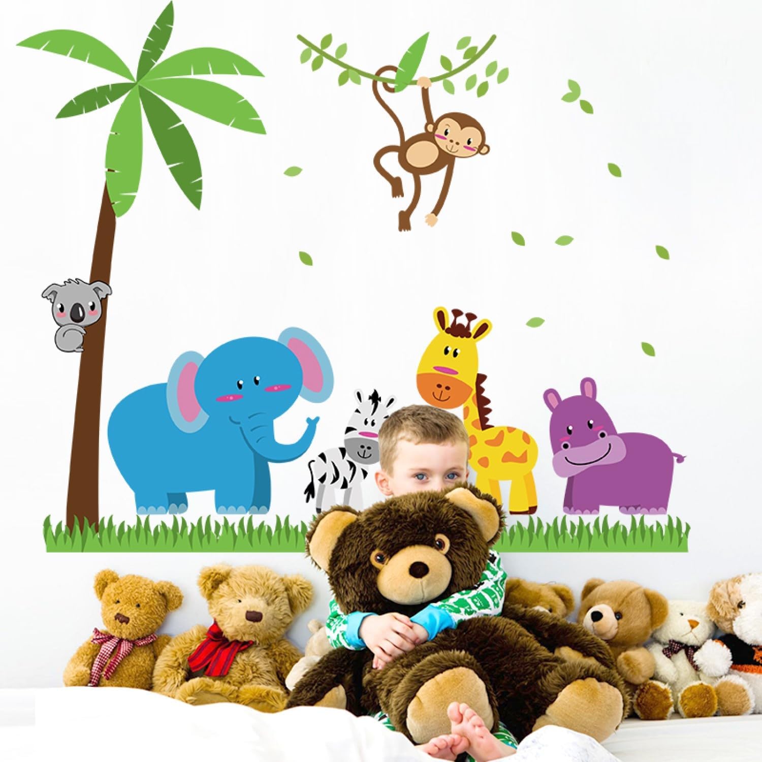 Elephants And Monkey Self  Wall Sticker SK9039