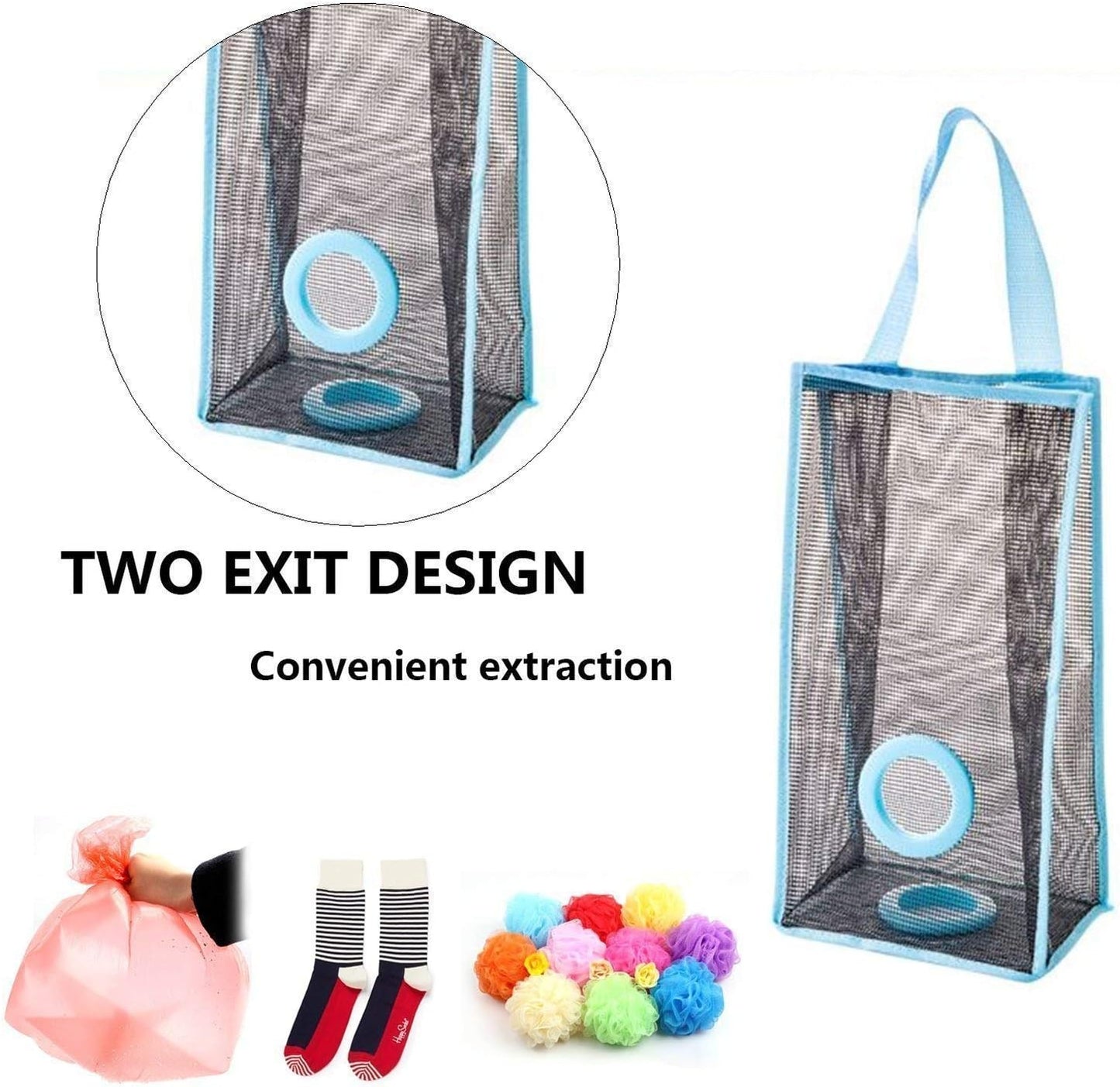 Plastic Bag Holder Hanging Organizer, Reusable Shopping Bag Storage Dispenser for Kitchen & Home