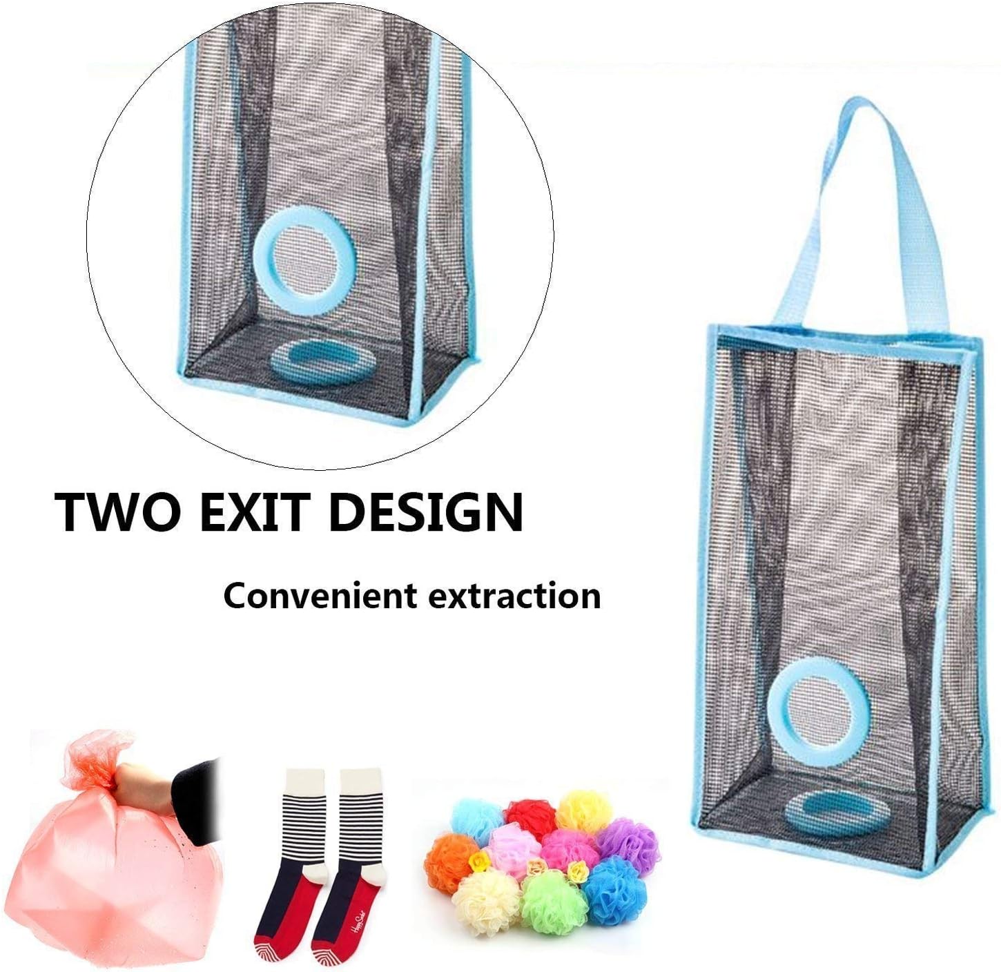 Plastic Bag Holder Hanging Organizer, Reusable Shopping Bag Storage Dispenser for Kitchen & Home
