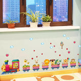 YUANCHENG Cartoon animal train wall stickers for kids rooms decoration art decals size 50x70 sk7064