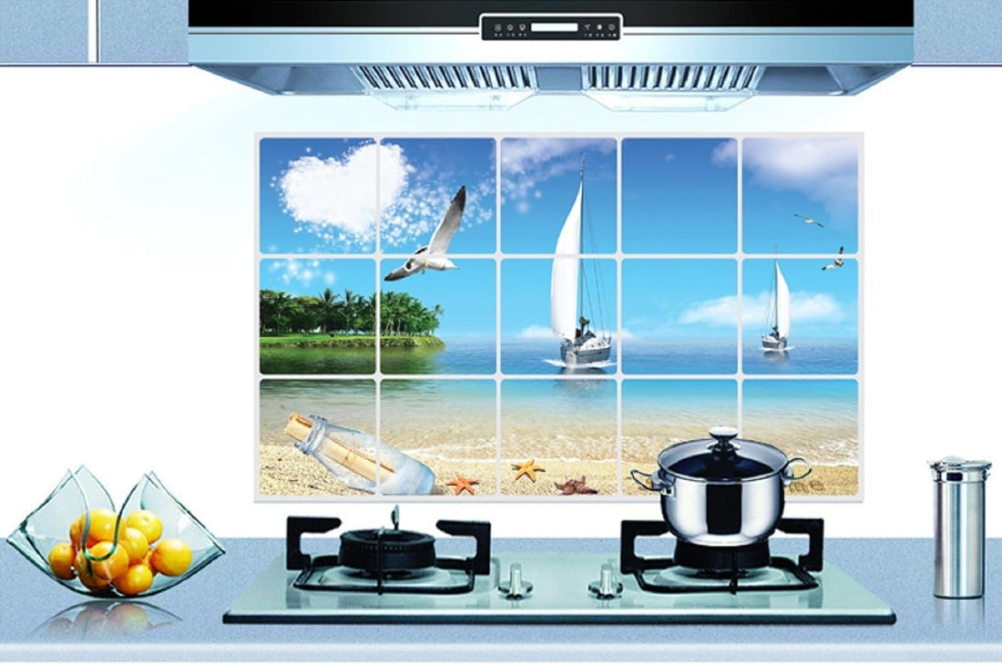 Kitchen Oil Proof Wall Sticker Heat Resistant Waterproof Self Adhesive Backsplash Cover for Kitchen Wall Protection