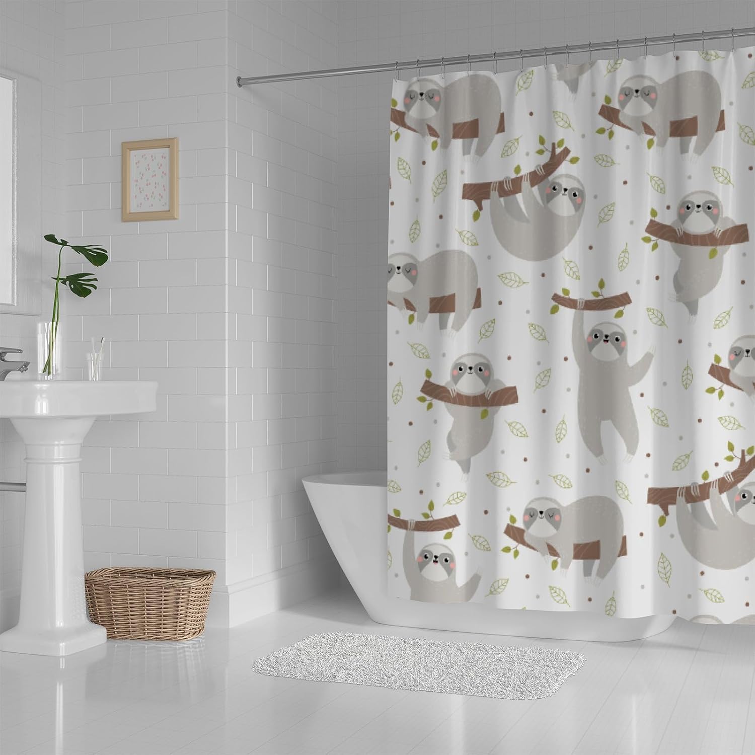 Bathroom Shower Curtain ,Modern Waterproof with 12 Hooks(random )
