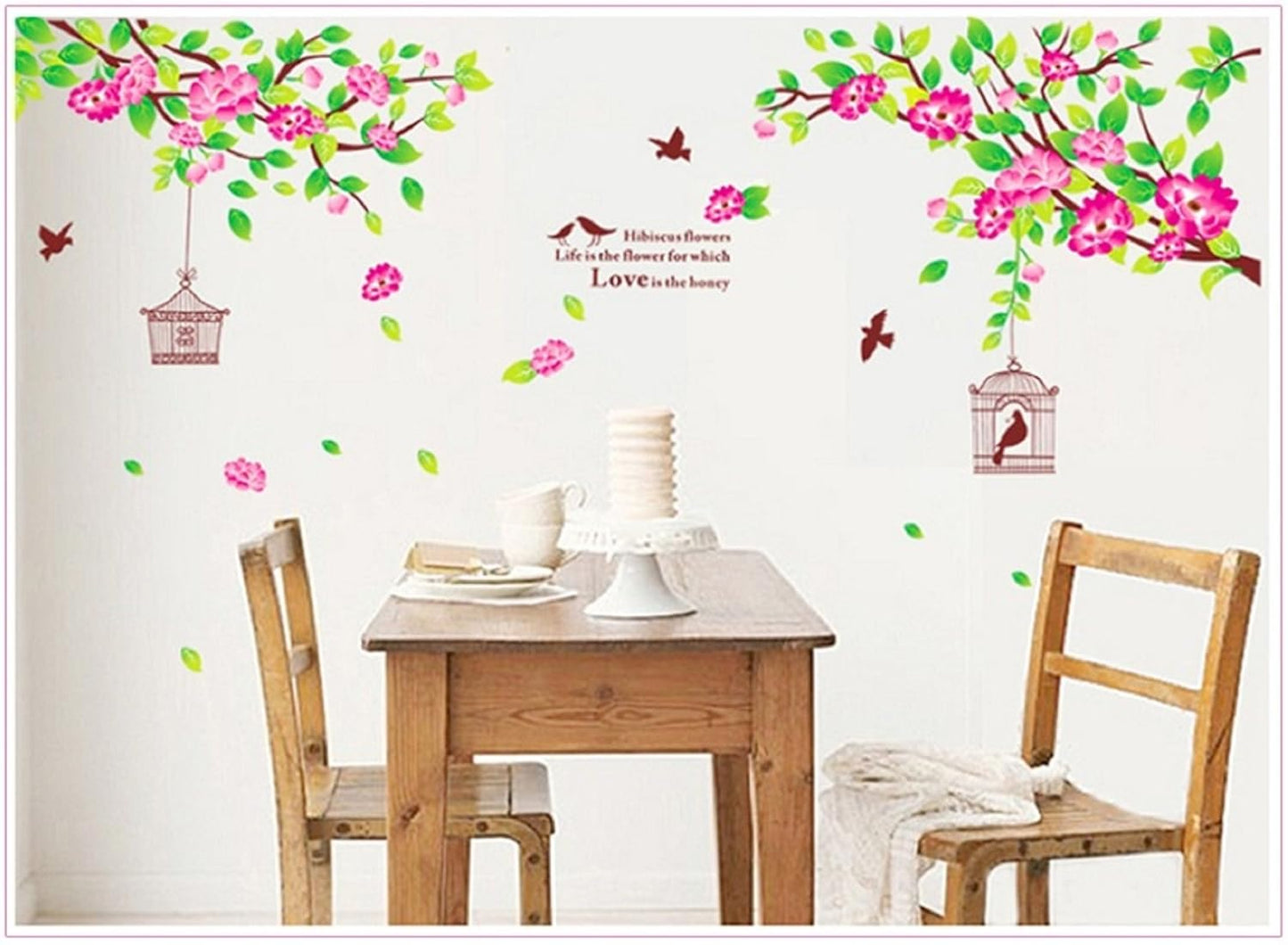 JAAMSO ROYALS Removable Flowers Stickers Pink Peach Wall Sticker size 60x90 am818