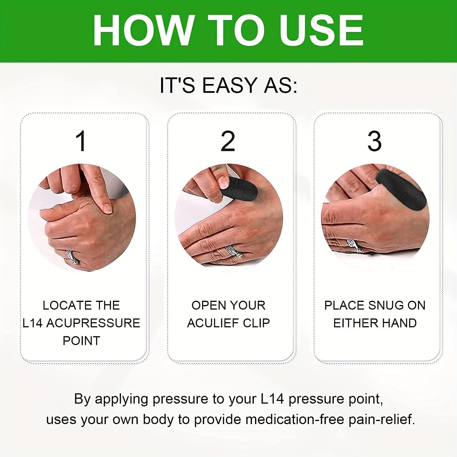 Original - Sugar Control LI4 Acupressure Point Clip Wearable – Supporting Acupressure Relaxation, Stress Alleviation, Tension Relief and Headache Relief Hand Clip Migraine Pressure Point Clip