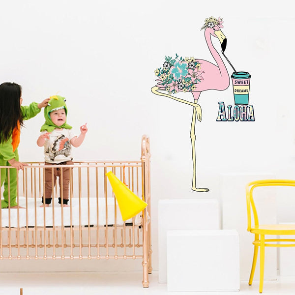 Wall Sticker Wall Decoration Stickers, Cartoon Flamingo Self-Stick Removeable Pvc Stickers Jm8395