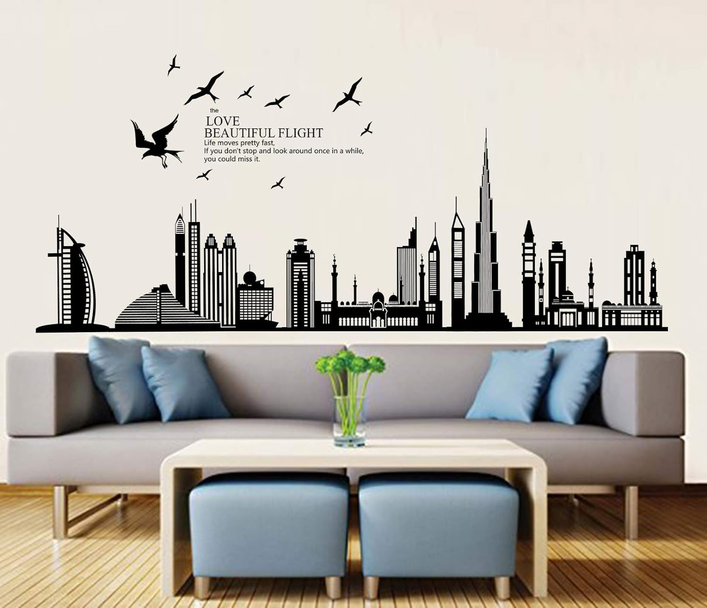 Dubai Buildings Wall Sticker Black Architectural Wall Paper PVC Removeable Wall Art Decor – Online Shopping Pakistan, Nail Art in Pakistan, Wall Stickers