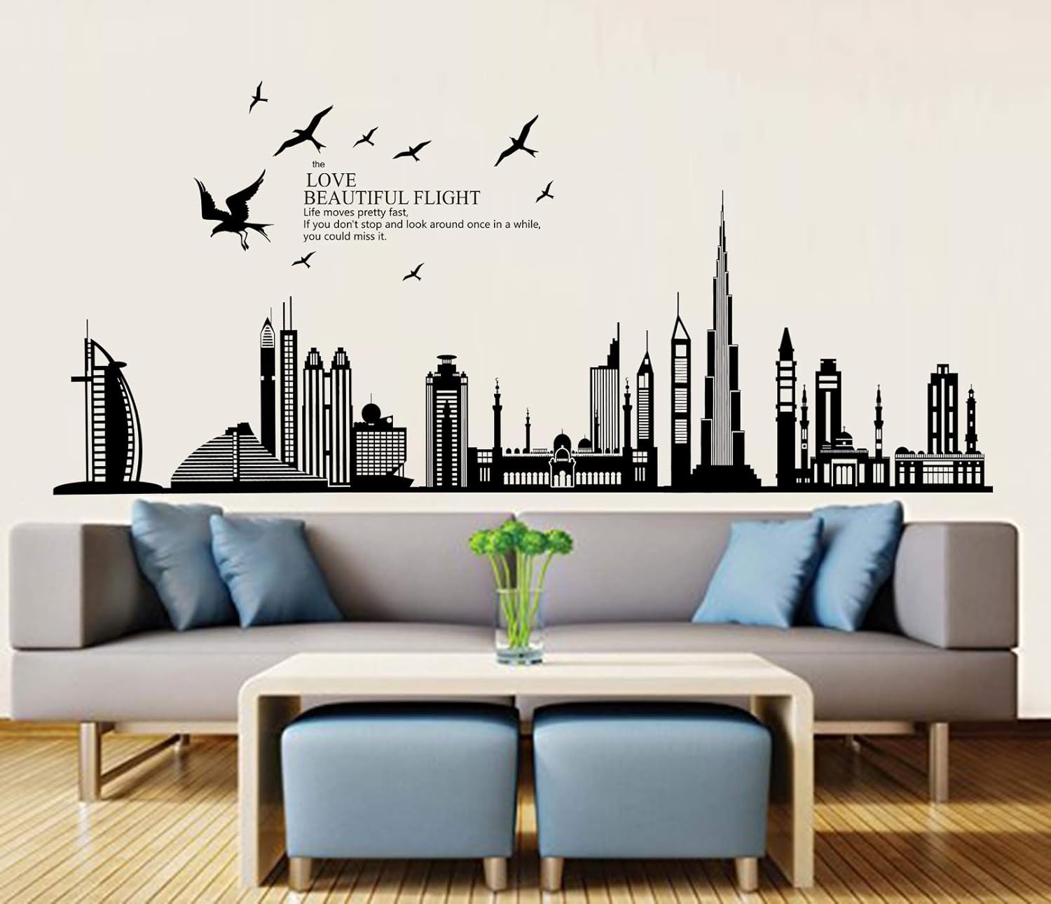 Dubai Buildings Wall Sticker Black Architectural Wall Paper PVC Removeable Wall Art Decor – Online Shopping Pakistan, Nail Art in Pakistan, Wall Stickers