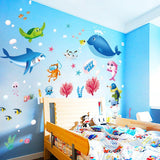 Xl7225Cartoon Animals Wall Stickers Photo Frames Removable Wall Decals Home Decor PVC Art Mural Baby Boys Girls Kids Bedroom Kitchen Decoration Posters Wall Sticker (Whale Shark Dolphin Sea Aniamls)