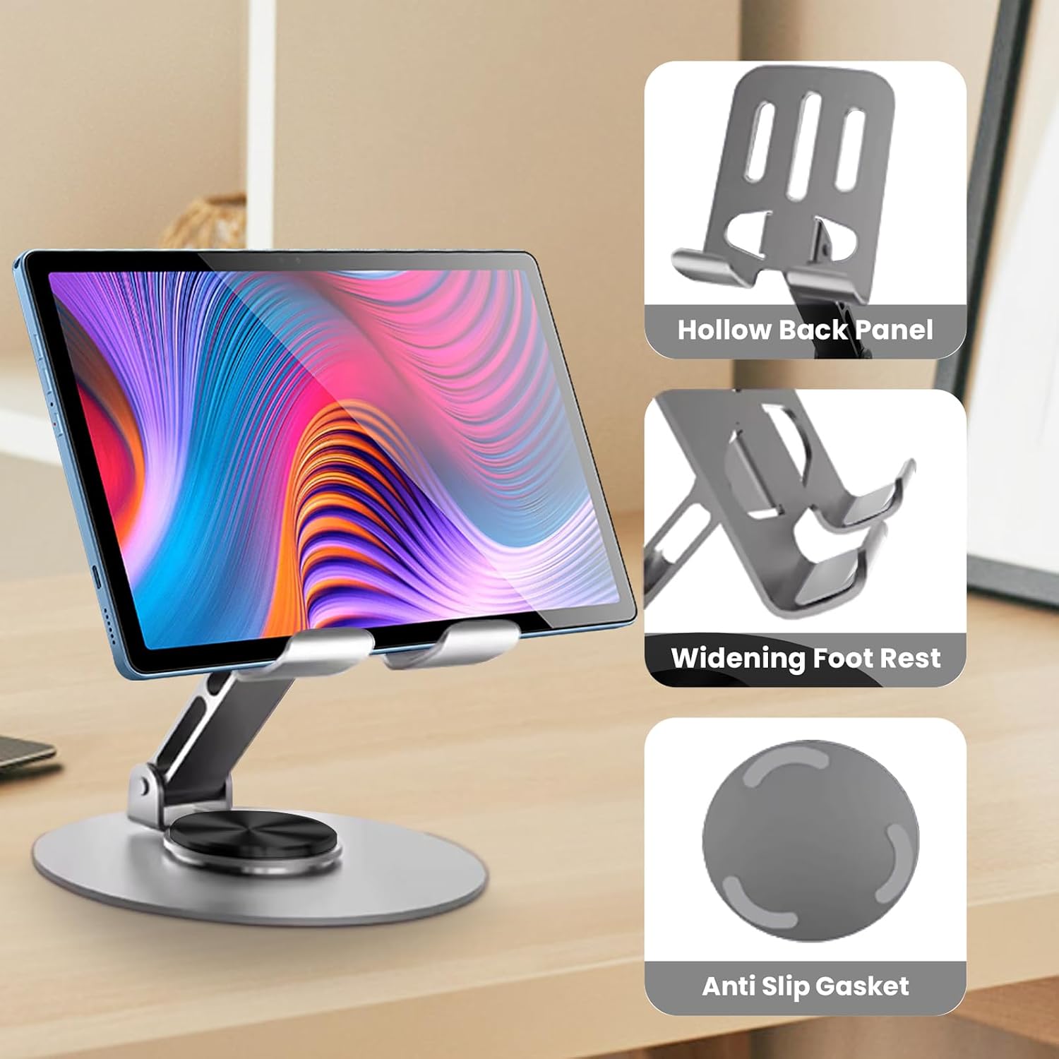 Universal Metal Cell Phone Stand, Adjustable Mobile Phone Holder for Desk, Table & Office