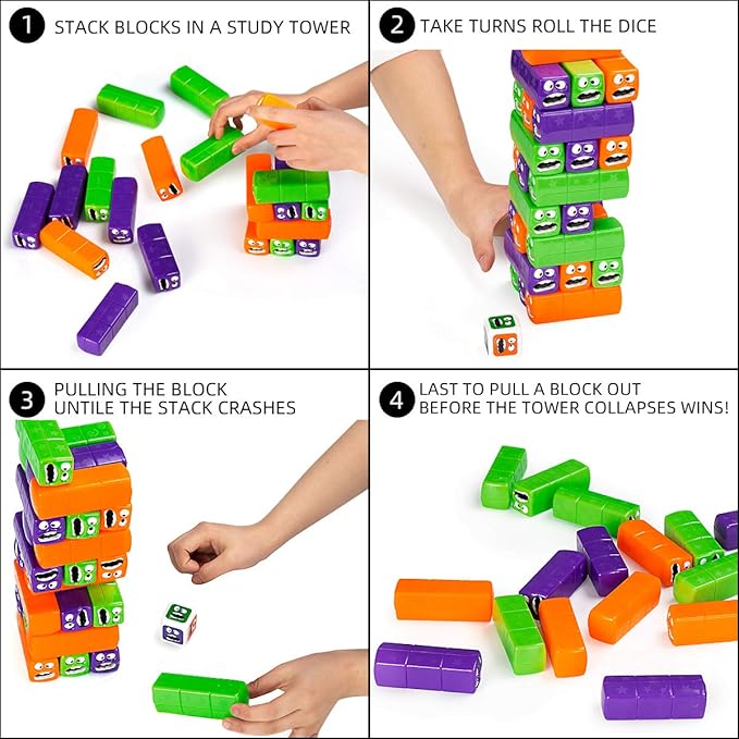 Wobbly Worms Tower Balancing Game | Tower Tumbling Stacking Board Games Building Blocks