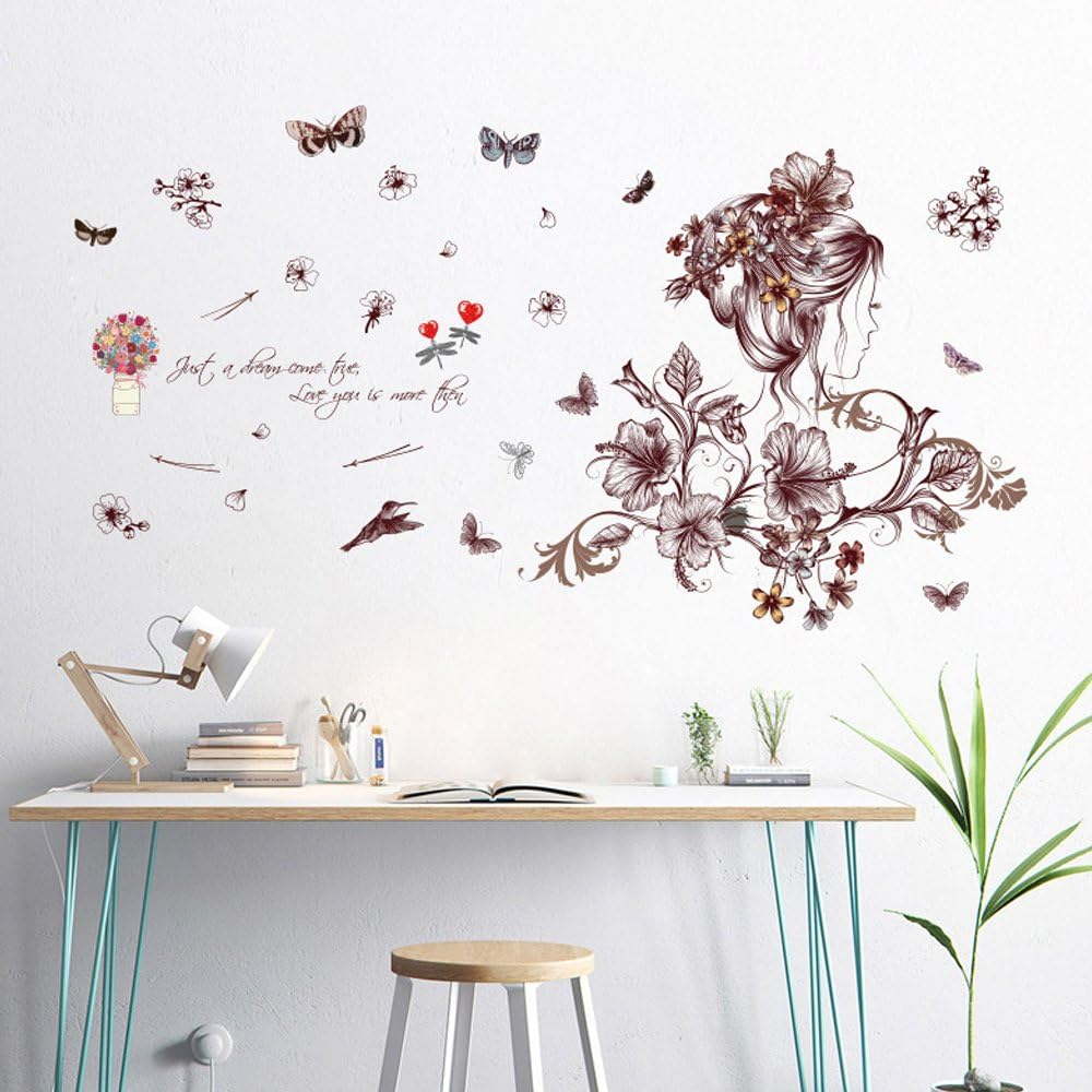 Romantic Flowers Butterfly Wall Stickers size 50x70 xls7219