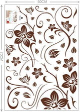 High Quality Adhesive Rooms Walls Vinyl DIY Stickers / Murals / Decals / Tattoos / Transfers With Delicate Flowers, Butterflies And Swirls Designs In Brown Colour By VAGA size 50x70 dm57004