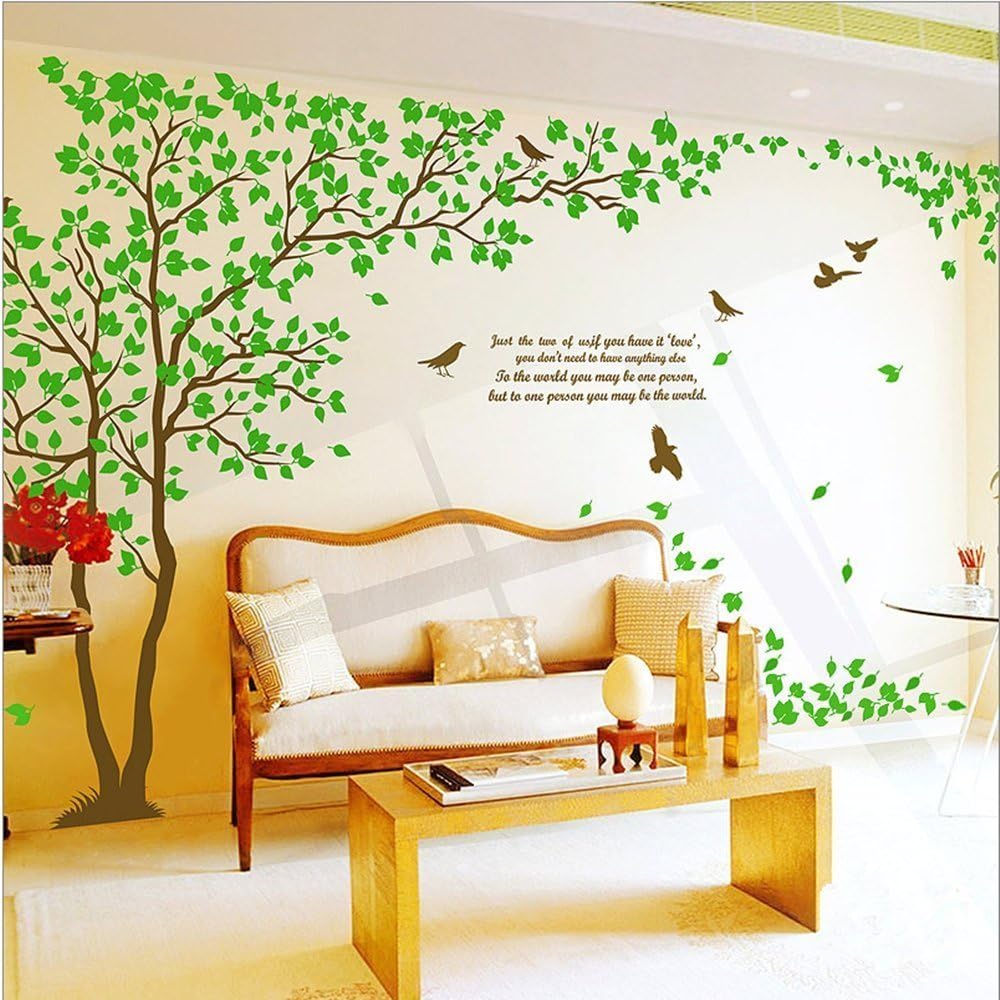 Rainbow Fox Large Green Tree Wall Sticker Decals PVC Removable Wall Decal for Nursery Girls and Boys Children's Bedroom size 50x70  dm570043