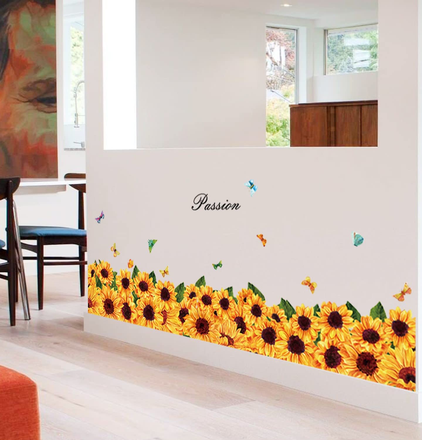 JAAMSO ROYALS Sun Flower wall stickers for living room flowers, floral wall stickers, flower sticker, nature wall stickers, garden stickers for walls of home, wall stickers flower design size (50CM X 70CM) sk7109