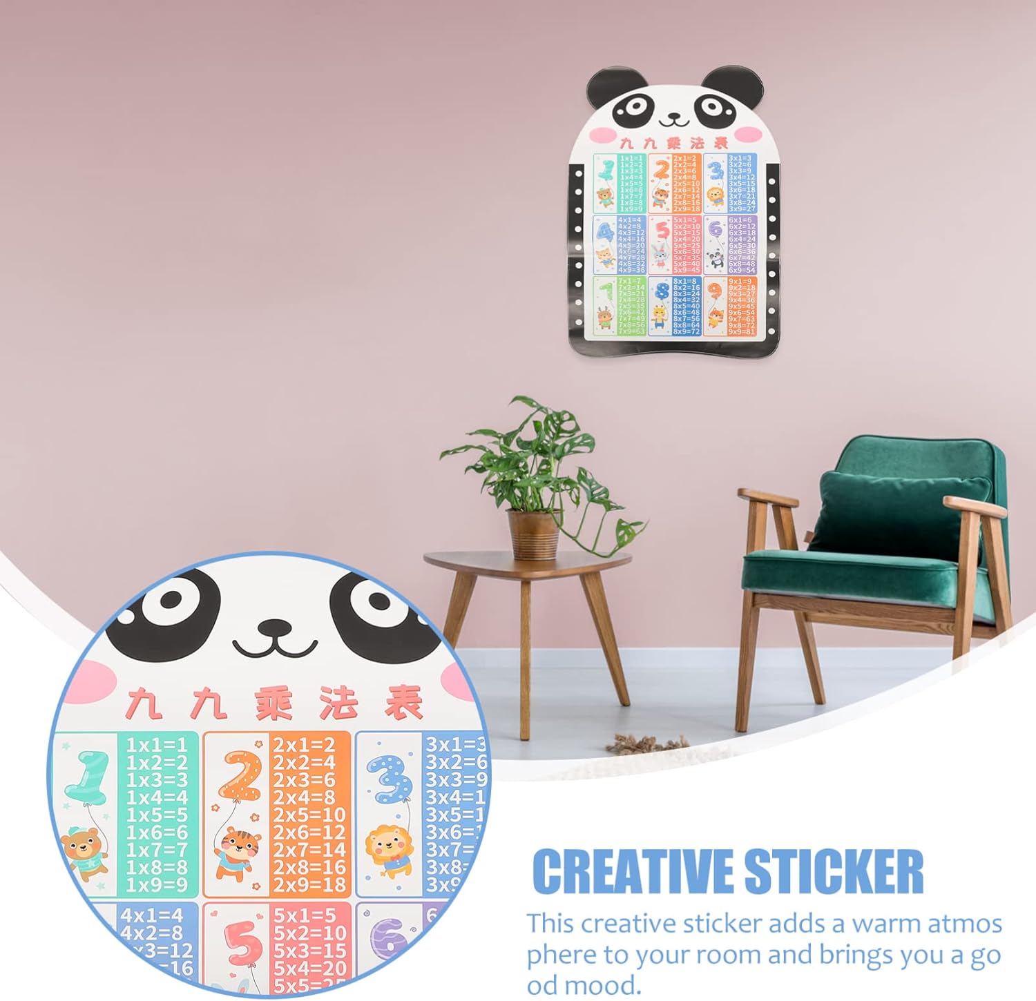 Toyvian Multiplication Chart Chart Poster Educational Preschool Mathematics Wall Charts for Learning Children Mural Tables PVC Playing Table Baby Room size 50x70 sk6107