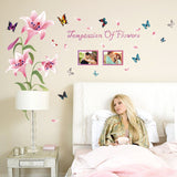 Sk9070b Pink Lily Picture Frame Wall Sticker
