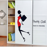 Wall Sticker Pretty Girl Miniskirt Heels Shoulder Bag Ay7080