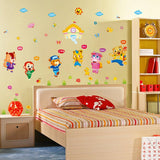 Animal Go to School Wall Stickers Removable Wall Decals Home Decor PVC Art Mural Baby Boys Girls Kids Bedroom Kitchen Decoration Wall Stickers Posters size 50x70 xls7157