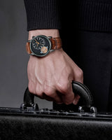 Men's Watch Analog Leather Wrist Watch – Elegant Quartz Watch with Double Strap &amp; 3ATM Waterproof ( Random Color )