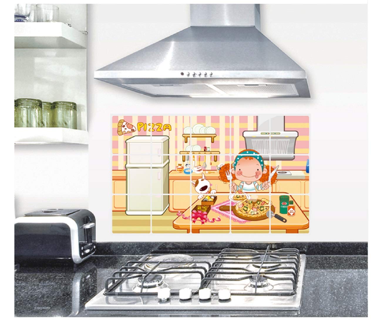 Kitchen Oil Proof Wall Sticker Heat Resistant Waterproof Self Adhesive Backsplash Cover for Kitchen Wall Protection