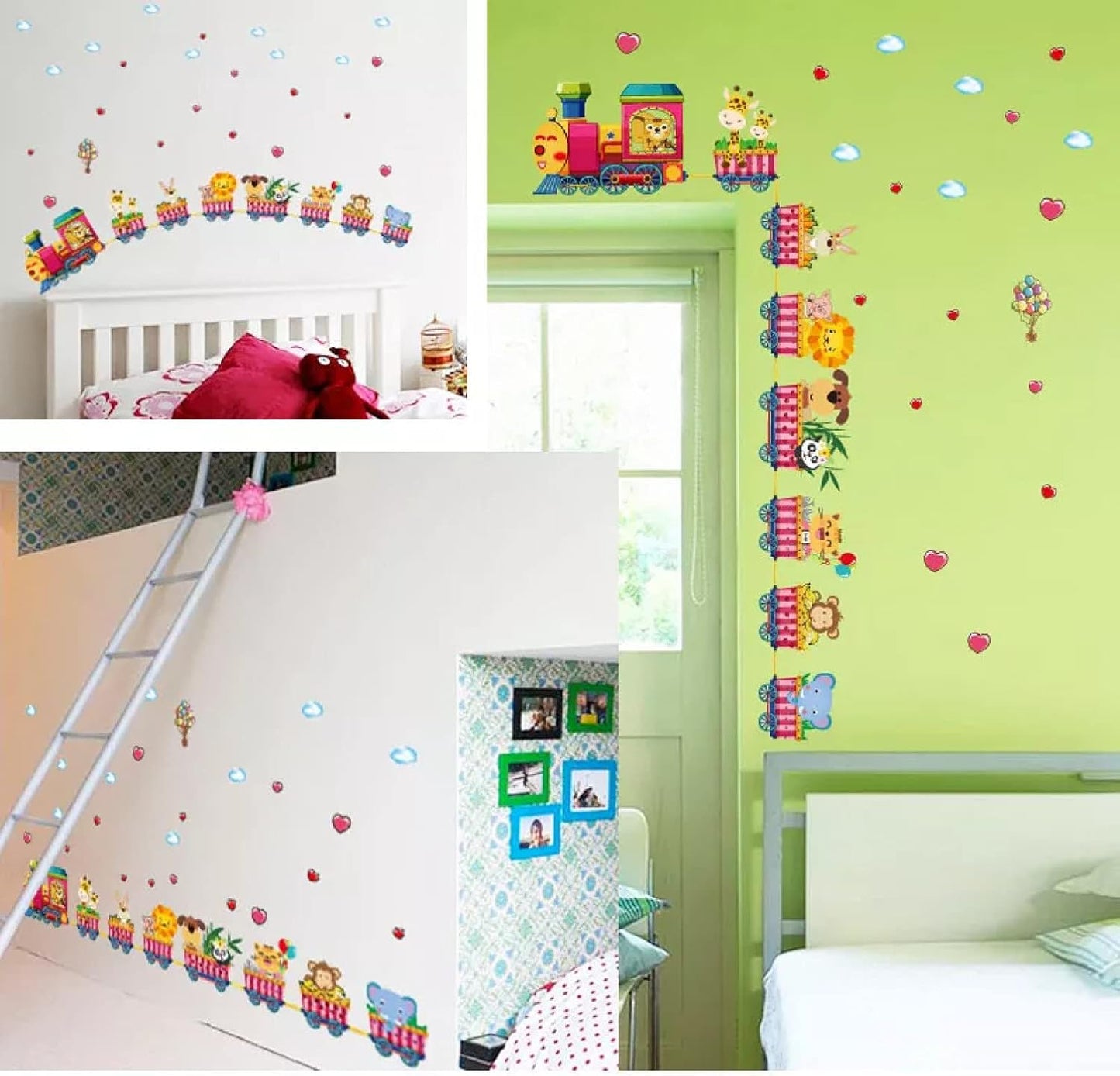 YUANCHENG Cartoon animal train wall stickers for kids rooms decoration art decals size 50x70 sk7064