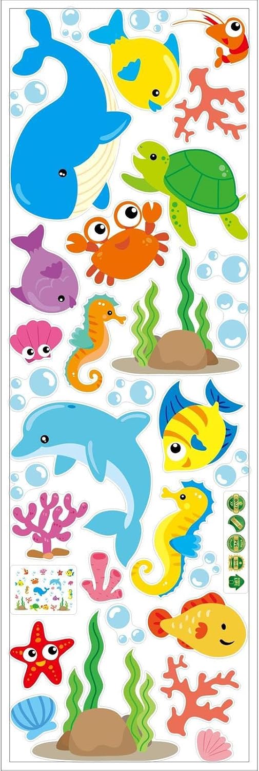 Wall Stickers Fish Marine Sticker for Power Switch Cute Wallpaper Kids Room Funny Sticker Decoration Waterproof Interior Sticker Suitcase Kitchen Electric Switch Decoration Removable Fish size 30x60  xp8027