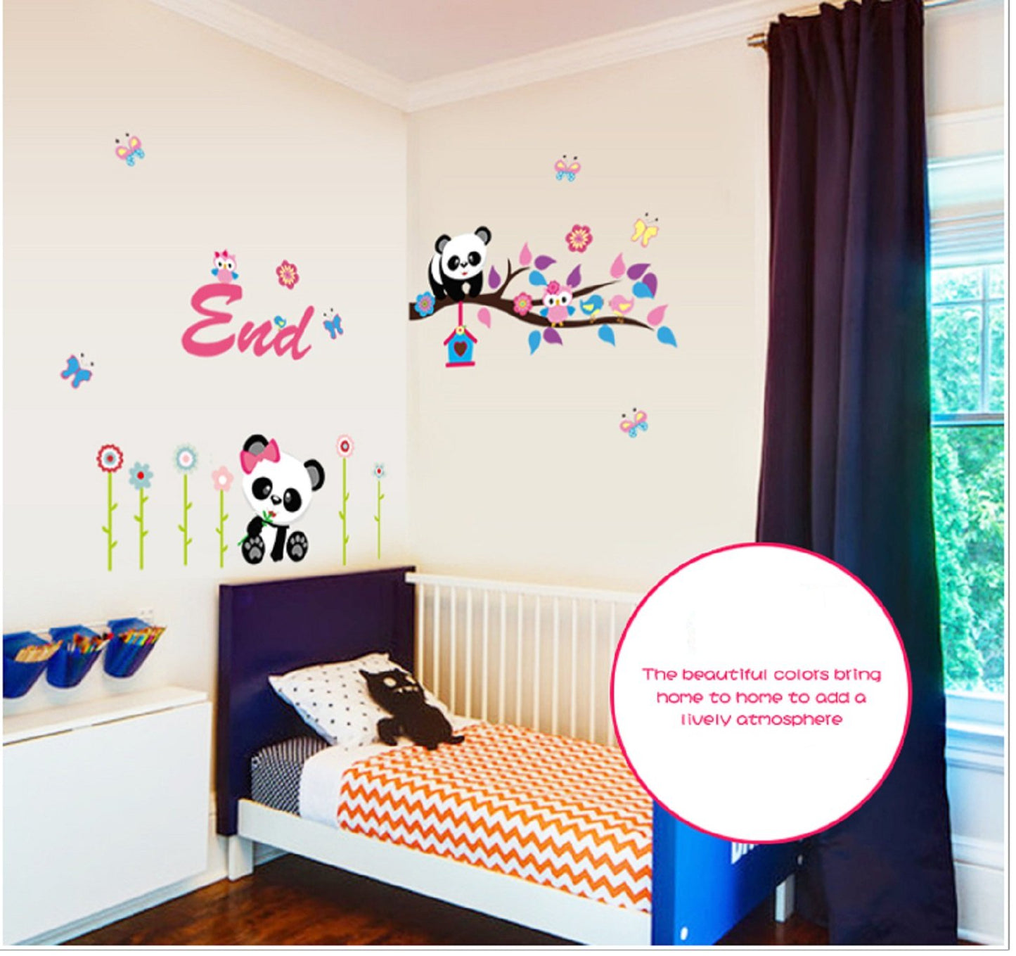 Jaamso Royals 'Panda Cartoon Owl' Wall Sticker (AY9220)  60x90