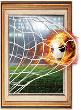 DNVEN 23 inches x 17 inches Soccer Football on Fire Break Out of The Net Fire Ball PVC Removable Wall Art Sticker Decal DIY Room Kid Boy Room Playroom Decals Stickers size 45x60 sk6062